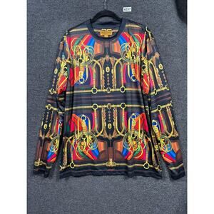 Prestige Shirt Mens 2XL Baroque Long Sleeve Stretch Polyester Black Gold Dressy